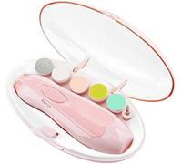 Lime à Ongles Électrique pour Bébé, Manucure Électrique pour bébé, 6-in-1 Électrique de Manucure à avec LED Light, Tondeuse à Ongles pour Nouveau-Nés Enfant et Adulte - Rose (Piles non incluses)