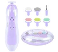 Lime à ongles électrique pour bébé - Sans griffes tranchantes - 6 en 1 - Coupe-ongles de sécurité pour orteils et doigts - Bleu - 18 en 1