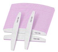 Lime à Ongles Grain 100/180, Ensemble de Limes à Ongles Double Face Professionnelles 25 Pièces pour Ongles en Gel et Acrylique