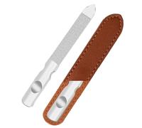 Lime à Ongles Professionnelle Double Face en Acier Inoxydable,avec Poignée Antidérapante et étui en Cuir, Lime à Ongles Pointue Lavable,pour Les Manucures à La maison