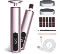 Lime à pieds électrique 2 en 1 rechargeable - 9 vitesses, écran digital, rose, USB, soin des ongles