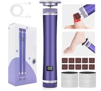 Lime à pieds électrique et broyeur à ongles avec affichage LED, dissolvant de peau dure rechargeable professionnel à 12 vitesses, kit d'outils de pédicure avec disques de papier de verre pour purple