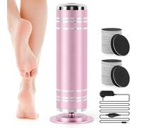 Lime électrique pour callosités : vitesse réglable 1000 tr/min avec 60 disques de papier abrasif - Outils de pédicure professionnels pour callosités de peau morte (rose)