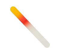 Lime en verre double face Jaune/rouge avec paillettes rondes des deux côtés Longueur 9 cm