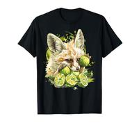 Lime Fennec Fox Portrait Illustration Fruit Citron Vert Amoureux du Renard Fennec T-Shirt