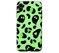 Lime Green Halloween Ghost Cute Leopard Print Cheetah Design Coque pour iPhone XS Max