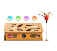 Lime ongles chat, puzzle gratter chatons, 28x28x6 cm, jouet avec construction bois, boîte gratter robuste, jouet puzzle avec cloche engageante, puzzles labyrinthe pour intérieurs et extérieurs