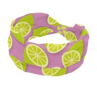 Lime Summer Bandeau Femme Rose Motif Citron Large Bandeau Élastique Antidérapant Bandeau Twist Noué Sport Entraînement Head Wrap Accessoires Cheveux