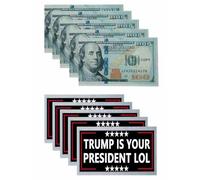 Limecute Lot de 100 billets Trump is Your President LOL 100 Dollar Bills Trump Won 2024 Get Over It 45 47 100 Dollar Bills Prank Money Bills Joke Prank Funny Money Bills