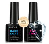 LIMEGIRL Ensemble de vernis à ongles gel de base et de finition super brillant de 8 ml, base sans acide et finition sans essuyage, durcissable à la lampe LED/UV ABS