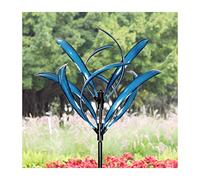 LimeHill Moulin à Vent cinétique pour Cour et Jardin, en métal, décoration extérieure, Grand Format (Lotus Bleu 2)