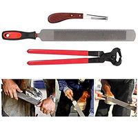 LIMEID Outils de maréchal-ferrant Kit de Coupe-Sabots de Cheval, Coupe-Sabot de râpe Professionnel et cisailles en métal Pince à Sabot pour Chevaux Miniatures Outils de Couteau à poignée d'âne