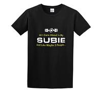 Limeiren All I Care About is My Subie Unisex 100% Cotton Short-Sleeve T-Shirts Black XL