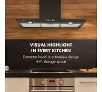 Hotte aspirante cuisine 90 cm - Klarstein - 600m³/h - hotte inclinee avec 3 vitesses - LED - hotte murale classe A++ - noir