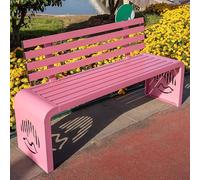 LIMENQIN Banc de Jardin en Métal, Bancs D'extérieur Résistants Aux Intempéries, Bancs de Terrasse avec Dossier, pour Porche, Cour, Entrée, Parc(Pink,100cm/39.3in)