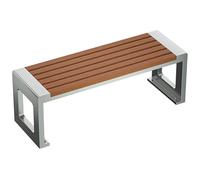 LIMENQIN Banc de Jardin Extérieur, Banc de Terrasse en Métal, Bancs de Véranda sans Dossier pour 2 À 3 Personnes, Acier Inoxydable et Bois Composite(Silver B,150cm/59in)