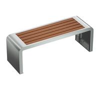 LIMENQIN Banc de Jardin Extérieur, Banc de Terrasse en Métal, Bancs de Véranda sans Dossier pour 2 À 3 Personnes, Acier Inoxydable et Bois Composite(Silver A,150cm/59in)