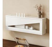 LIMENQIN Boîte de Rangement pour Routeur WiFi À Fixation Murale, Cache pour Étagère de Routeur, Porte Coulissante en Verre Trempé, pour Salons, Bureaux, Hôtels(White,100cm/39.3in)