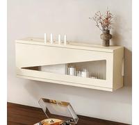 LIMENQIN Boîte de Rangement pour Routeur WiFi À Fixation Murale, Cache pour Étagère de Routeur, Porte Coulissante en Verre Trempé, pour Salons, Bureaux, Hôtels(Beige,40cm/15.7in)