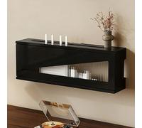 LIMENQIN Boîte de Rangement pour Routeur WiFi À Fixation Murale, Cache pour Étagère de Routeur, Porte Coulissante en Verre Trempé, pour Salons, Bureaux, Hôtels(Black,90cm/35.4in)