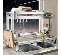 LIMENQIN Égouttoir À Vaisselle en Acier Inoxydable, Égouttoir À Vaisselle Au-Dessus de L'évier pour Comptoir de Cuisine, Étagère Multifonctionnelle de Rangement(56cm/22in)