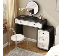 LIMENQIN Ensemble de Coiffeuse, Bureau Coiffeuse Moderne avec 5 Tiroirs, Coiffeuses Meuble avec Miroir Intelligent À LED et Chaise, pour Chambre À Coucher(Black A,70cm/27.5in)