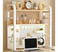 LIMENQIN Étagère de Bureau pour Ordinateur, Étagère de Rangement pour Comptoir avec Plaque Perforée À Monter Soi-même, Bureau Bibliothèque pour Maison Dortoir(Natural 2 Tier,120cm/47.2in)