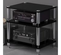 LIMENQIN Meuble HiFi AV, Support de Stockage de Audio Multicouche, avec Supports Antichoc, Support Multimédia AV Ouvert, CD Rack for Home Cinéma Bureau(Black,3 Tier 60x48x60cm)