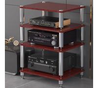 LIMENQIN Meuble HiFi AV, Support de Stockage de Audio Multicouche, avec Supports Antichoc, Support Multimédia AV Ouvert, CD Rack for Home Cinéma Bureau(Brown,4 Tier 60x48x80cm)