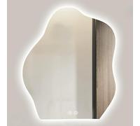 LIMENQIN Miroir de Salle de Bain Irrégulier en Forme de Nuage, Miroir de Courtoisie Anti-buée pour Mur, 3 Couleurs Réglables, Miroirs de Maquillage Modernes sans Cadre(50x70cm/19.6x27.5in)