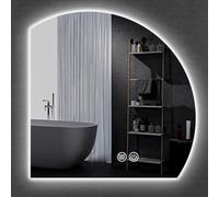 LIMENQIN Miroir Demi-Lune pour Salle De Bain, Miroir Mural Quart de Cercle, Miroir sans Cadre Rétroéclairé pour Coiffeuse, Anti-buée, 3 Couleurs Réglables(Left Cut,70cm/27.5in)