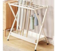 LIMENQIN Porte Parapluies Pliable Commercial, Porte-parapluies Métallique avec Bac D'égouttage, Support de Rangement Parapluies Industriel, for Entrée, Domicile, Terrasse(White)