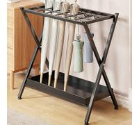 LIMENQIN Porte Parapluies Pliable Commercial, Porte-parapluies Métallique avec Bac D'égouttage, Support de Rangement Parapluies Industriel, for Entrée, Domicile, Terrasse(Black)