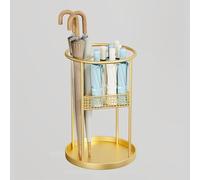 LIMENQIN Porte Parapluies pour Entrée, Porte-parapluies avec Bac D'égouttage, Range-Chaussures en Métal avec Petit Panier de Rangement, Aucune Installation Requise(Gold)