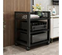 LIMENQIN Support Multimédia Audio Mobile avec roulettes, Étagères Stéréo avec Étagères Réglables, Meuble HiFi À 2/3/4/5 Niveaux, Structure en Acier Renforcé(Black,3 Tier 50x40x68cm)