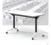 LIMENQIN Table de Réunion Pliable, Table de Formation Mobile et Pliable avec roulettes, Tables Rectangulaire pour Événements, Pieds en Métal, pour Bureau, Salle de Réunion(160x40x75cm)