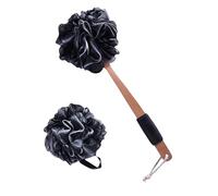LIMEOW 2 Pcs Fleur de Douche Brosse Dos Douche Brosse Corps Eponge Douche Brosse pour le Dos Loofah Brosse Douche Brosse Éponge Exfoliante pour Exfolier et Nettoyer la Peau, le Corps et le Dos (Noire)