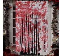 Limeow 2 Pièces 1x1.65M Decoration Halloween Rideau de Porte pour Décoration d'Halloween Halloween Decoration Convient pour Halloween, Noël, Fête de Jeux d'Horreur,Décoration d'Entrée de Maison Hantée