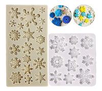 Limeow 3D Noël Flocon De Neige Sucre Moules Silicone 2 Pcs Fondant Flocon Moules en Silicone Flocon de Neige Silicone des savons Moule pour Patisserie Bonbons Chocolat Cube de Glace