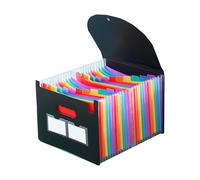 LIMEQKI Trieur Document 25 Compartiments A4, Porte Document Avec Coloré Organiseur Organisateur De Bureau Classeur Trieur Rangement Dossier Classement Papier Administratif (Noir avec Couvercle)