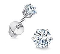Limerencia Boucles d'oreilles à tige en titane moissanite 0,2 ct à 1,6 ct hypoallergénique F136 de qualité implantaire, boucles d'oreilles à dos plat couleur D, clarté VVS1, bijoux cadeaux pour