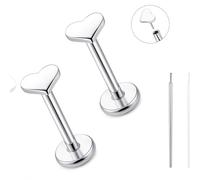limerencia Boucles d'oreilles à tige en titane sans filetage à dos plat, 20 g, pour cartilage, tragus, labret, lèvre, méduse, conque, bijoux hypoallergéniques pour homme et femme, Titane, Pas de gemme