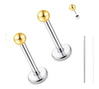 limerencia Boucles d'oreilles à tige en titane sans filetage à dos plat, 20 g, pour cartilage, tragus, labret, lèvre, méduse, conque, bijoux hypoallergéniques pour homme et femme, 20G (0.8mm), 1/4" (6