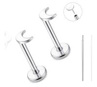 limerencia Boucles d'oreilles à tige en titane sans filetage à dos plat, 20 g, pour cartilage, tragus, labret, lèvre, méduse, conque, bijoux hypoallergéniques pour homme et femme, Titane, Pas de gemme