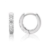 Limerencia Boucles d'Oreilles Creoles Argent en Titane, 8mm10mm12mm Hypoallergéniques G23 Titane Boucles d'Oreilles avec zircon brillant pour Femmes(argent 8mm)