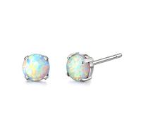 Limerencia Boucles d'oreilles opales en titane, Hypoallergénique boucle doreille Titane pour Femmes Hommes, 5mm opales Piercing Médical en Titane pour Oreilles Sensibles (5mm, opale blanc)