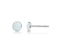 Limerencia Boucles d'oreilles opales en titane, Hypoallergénique boucle doreille Titane pour Femmes Hommes, 5mm/6mm opales Piercing Médical en Titane pour Oreilles Sensibles Cartilage (6mm, A1)