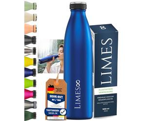 Limes 8® Bouteille Thermos en acier inoxydable 1L - Bouteille d’eau isolée, étanche, à double paroi isolante, adaptée aux boissons gazeuses pour le sport, travail et voyages (Bleu Saphir, 1000 ml)