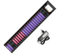 LIMETA Chargeur de batterie intelligent R24 24 emplacements AA AAA, chargeur de batterie universel rapide avec décharge et écran LCD pour piles rechargeables AA AAA Li-lon, LiHv, NiMH, NiCd, HiFe,