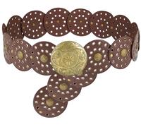 LIMHOO Ceinture à Large Disque Pour Femmes Ronde Creuse en Cuir de Taille Occidentale Boho (A Marron «X-Large»)